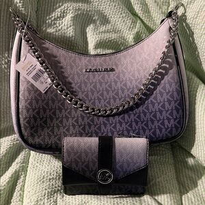Michael Kors Ombre Black and Gray Shoulder Bag With Matching Wallet. NWT on Both